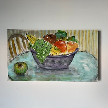 1980's Vintage H. Bernstein Still Life Setting Table Oil Painting 