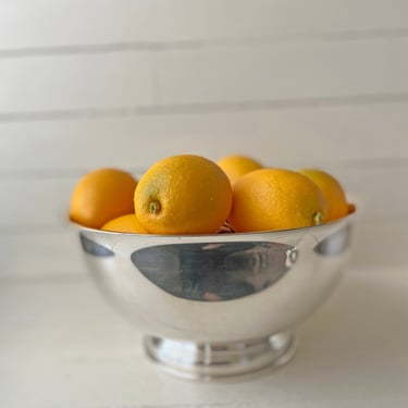 Antique Large Silver Pedestal Bowl // Vintage Silver Centerpiece Bowl // Silver Kitchen Farmhouse Decor // Perfect Gift 