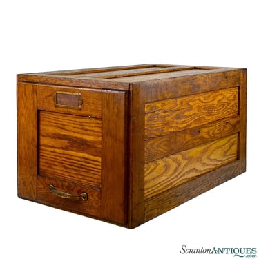 Antique Arts & Crafts Oak Single Stack Library File Cabinet