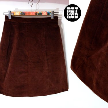 Nice Vintage 70s Dark Brown Velvet Mini Skirt by Paco 