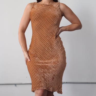 2000s Textured Silk Dress