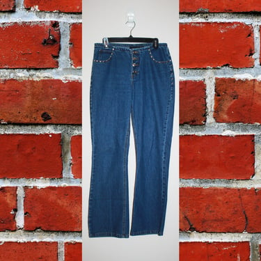 Vintage Y2K Studded Mid Rise Jeans, Size Large 