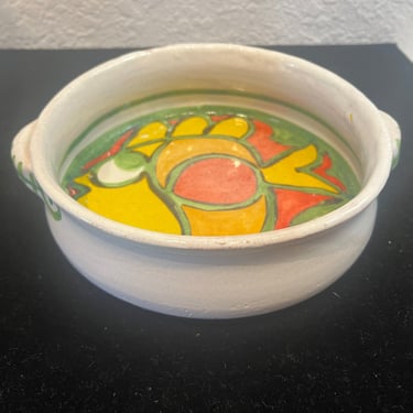 Decorative Hand Painted Ceramic Fish Low Bowl by DeSimone