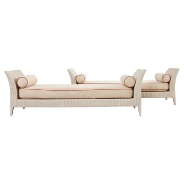 Pair of McGuire Garden Chaise Longue Bench Daybeds