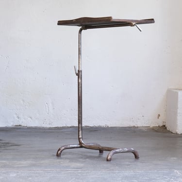 Antique tubular steel bed table / hospital side table in the Bauhaus style 