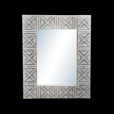 Handcrafted Triangle & Dot 4.5 in. Tin Framed Mirror