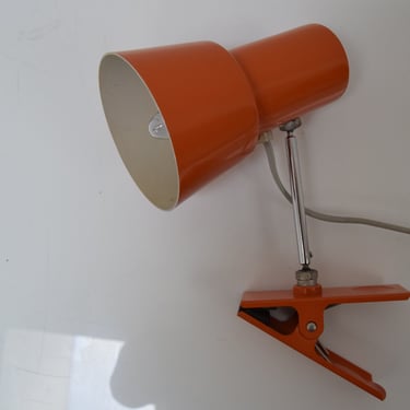 Mid-century Adjustable Table Lamp/NAPAKO, 1960's / Lamp on Clip / Orange Lamp / Vintage Lamp 