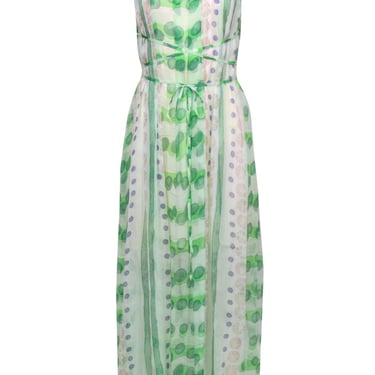 Moulinette Soeurs - Green, White & Blue Printed Pleated | Current Boutique  - DMV - Bethesda, Clarendon, DC, Old Town | ATTIC
