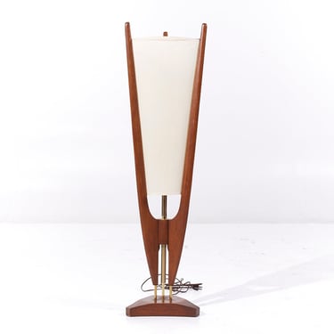 Modeline Mid Century Brass and Walnut Table Lamp - mcm 