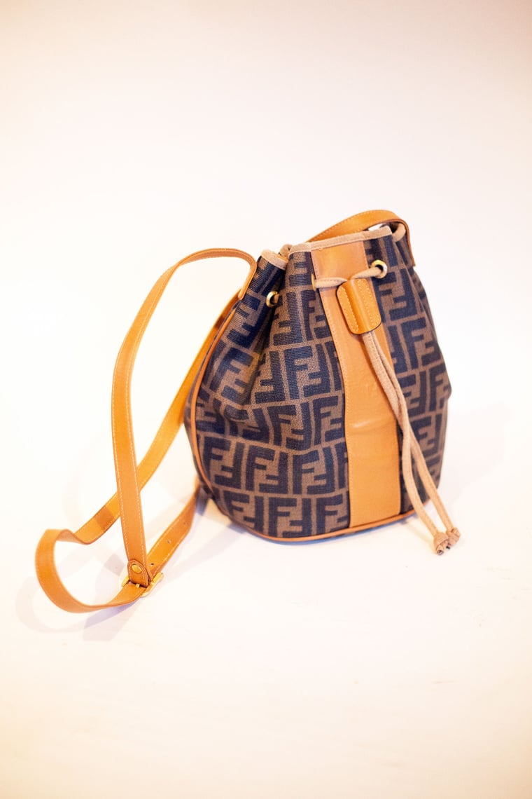 Y2K Fendi 70s Print FF Logo Mini Shoulder Shoulder Baguette Pochette Bag