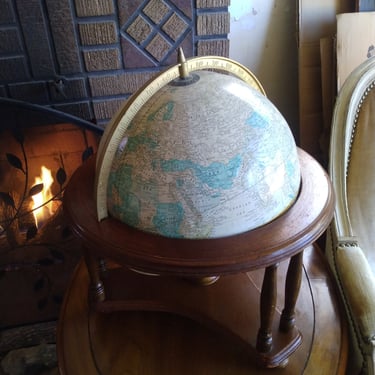 VINTAGE Crams Imperial World Globe, Globe with Wood Base, Home Decor 