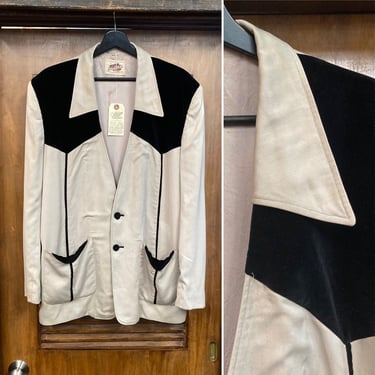 Vintage 1950’s Two-Tone Velvet x Rayon Gab Hollywood Leisure Rockabilly Jacket, 50’s Vintage Clothing 
