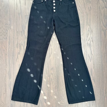 Y2K Black Jeans | 100% Cotton Black Denim Flares | size 9 Medium 