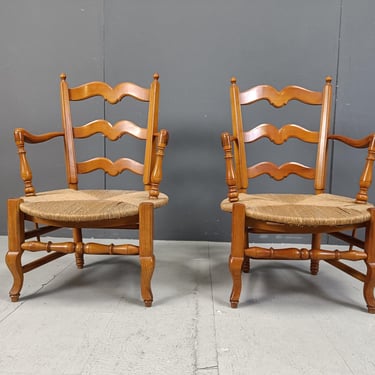 Pair of French Provencal armchairs, 1950s - vintage antique armchairs - bentwood armchairs - french rustic chairs 