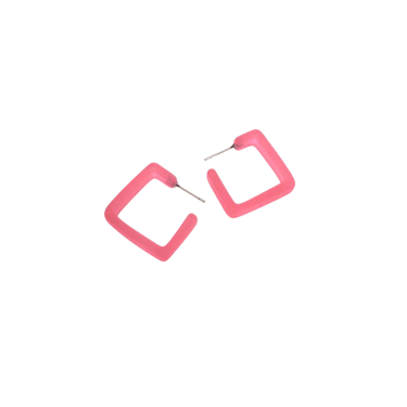 Small square hoops, frosted watermelon pink