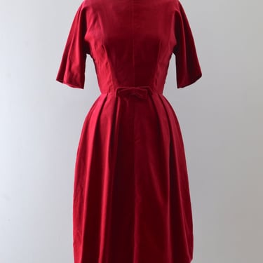 Vintage Berry Red Velvet Dress