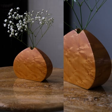 LIGHT FARM Burl Wood Hand Carved Geometric Mid Century Design Floral Bud Vase | Modern Home, Avant Garde | 1990s Y2K Vintage Designer Vase 