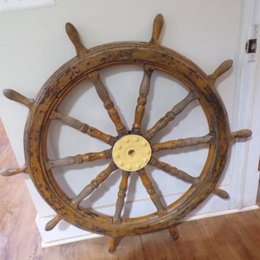 ws/Authentic Ship's Wheel, Upcycled to Enhance Your Nautical Space