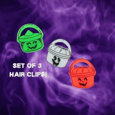 Halloween Hair Clip Set Cute Spooky Buckets Barrettes 