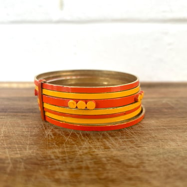 1960's Mod Bangle Bracelet in Orange and Yellow 