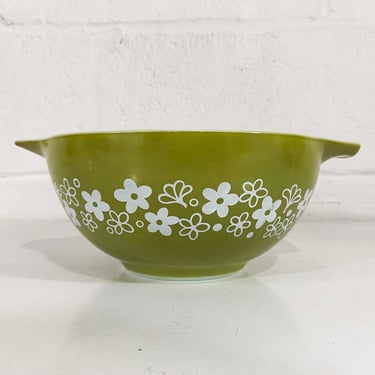 Vintage Pyrex Spring Blossom Cinderella Bowl Dish 442 Milk Glass Green Mid-Century Retro Oven Made in USA Crazy Daisy Mixing 1970s 