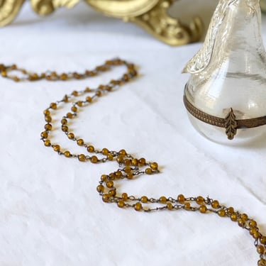 1920s French amber glass bead necklace