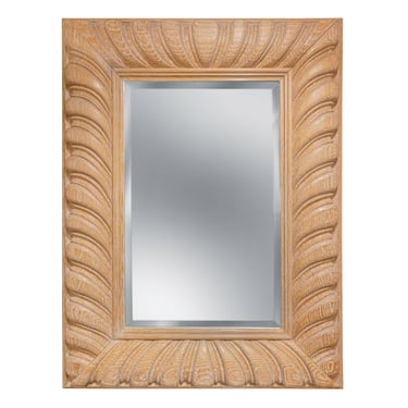 Luten-Clarey-Stern Large "Bolton Carved Mirror" in White Rubbed Oak 1980s