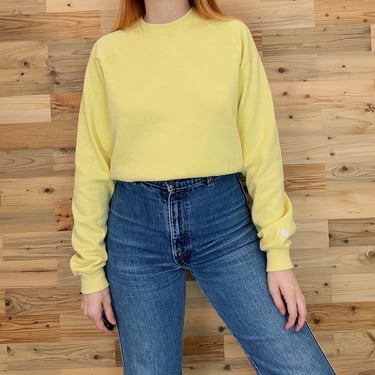 70's Vintage Russell Sportswear Light Yellow Raglan Pullover Sweatshirt 