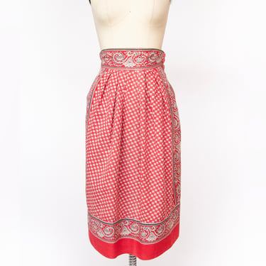 1940s Skirt Cotton Paisley Printed S 