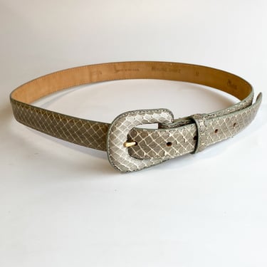 Slate Grey Snakeskin Leather Belt, sz. Large