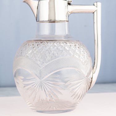 Victorian Sterling & Cut Crystal Wine Pitcher