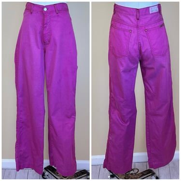 1980s Vintage Brittania Purple High Waisted Jeans / 80s Cotton Boot Cut Colorful Pants / Size Medium Waist 28 