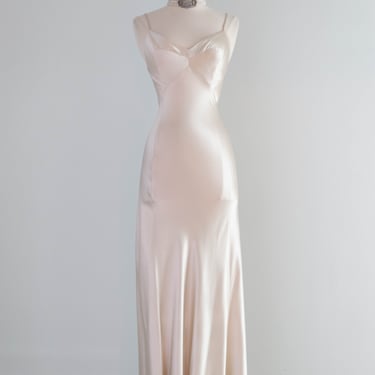 Sublime 1990's Plein Sud Oyster Satin Bias Cut Liquid Satin Gown / SM