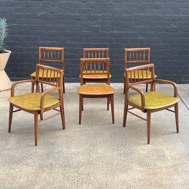 Set of 6 Mid-Century Modern Sculpted Walnut Dining Chairs, c.1950’s 