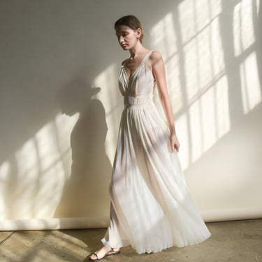 3142d / grecian white sheer pleated slip dress 