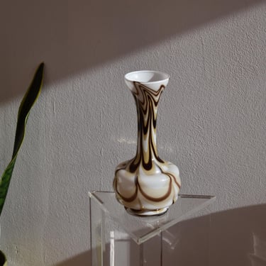 Vintage Vetreria Barbieri Flower Vase / Florence Vase / Brown & White Opaline Glass / Made in Italy / 1970s 