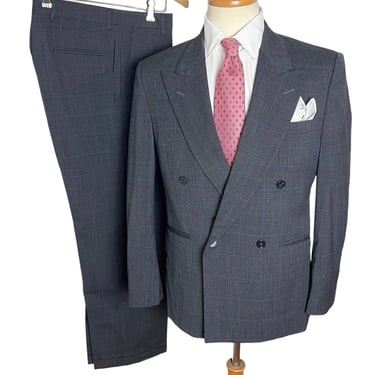 Vintage Oscar De La Renta Double-Breasted Wool 2pc Suit ~ size 38 Short ~ jacket / blazer / sport coat / pants ~ 