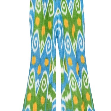 Jules Reid - Blue, Green, & Yellow Abstract Print Silk Pants Sz 0