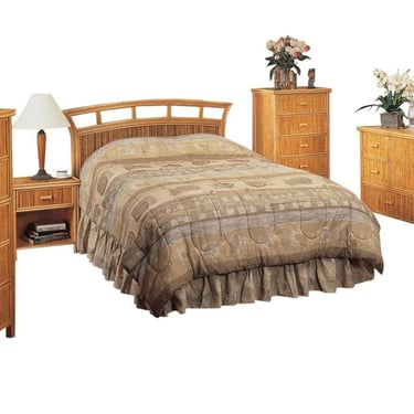 Restored Reed Rattan "Baja" Bedroom Set With Rattan Pulls - 6 Pieces 