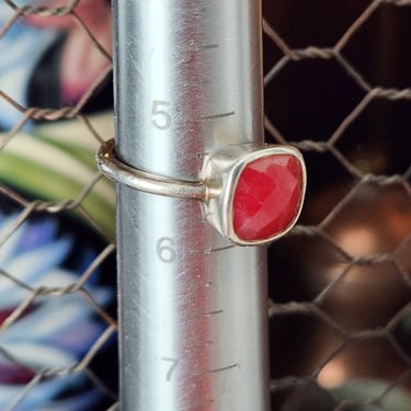 Ruby & Sterling Ring Size 5.5~Vintage Stackable Ring 