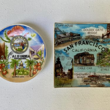 Vintage San Francisco, California Souvenir Mini Hanging Plates, Change Tray, Trinket Tray 