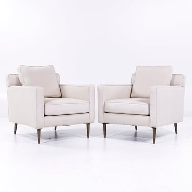 Edward Wormley for Dunbar 4872A Mid Century Brass Leg Lounge Chairs - Pair - mcm 