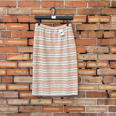 vintage 80s st. john pink striped knit pencil skirt / s small 