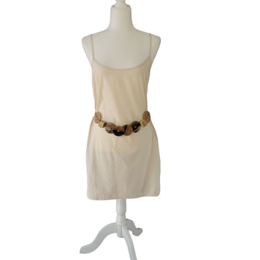 Hoss Intropia Ivory Spaghetti Strap Cocktail Casual Summer Dress With Belt 40/8 