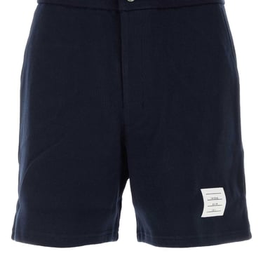 Thom Browne Men Navy Blue Cotton Bermuda Shorts