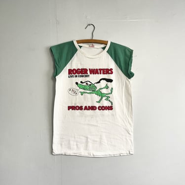 Vintage 80s 1985 Roger Waters Pink Floyd Raglan Sleeveless T Shirt Pros and Cons Tour Size L 