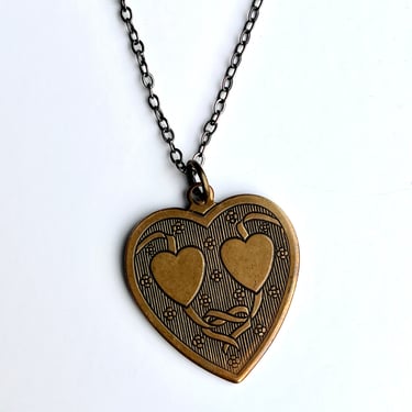 80s Vintage Heart Charm Necklace 