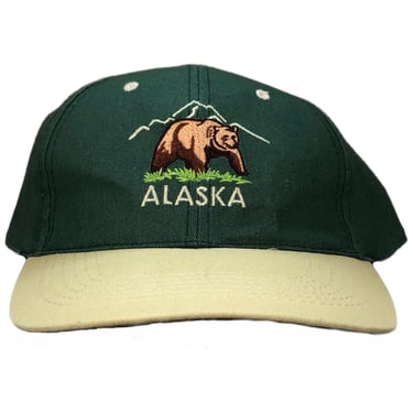 Vintage 90s Alaska Brown Grizzly Bear Embroidered Destination/Souvenir Style SnapBack Hat Cap 