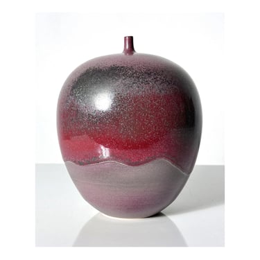 Cliff Lee Porcelain Teardrop Vase in Oxblood Glaze 1994 