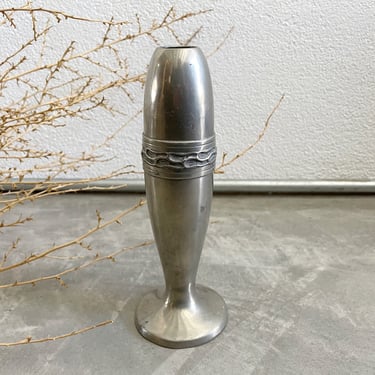 Vintage Pewter Metal Vase by Brodrene Mylius | Vintage Silver Bullet Metal Vase | 60s Decor | MCM | Norway 